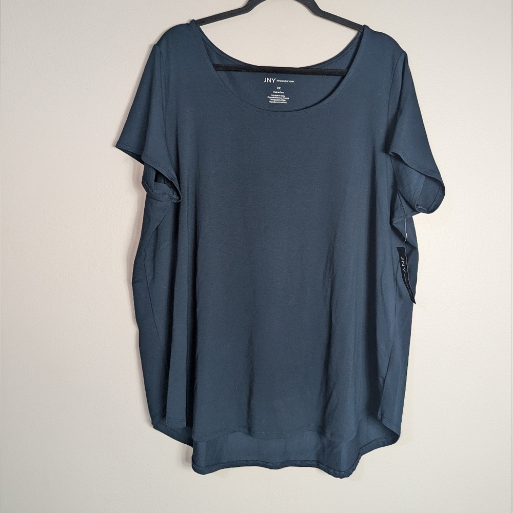 2X NWT Jones New York Navy Basic Tee